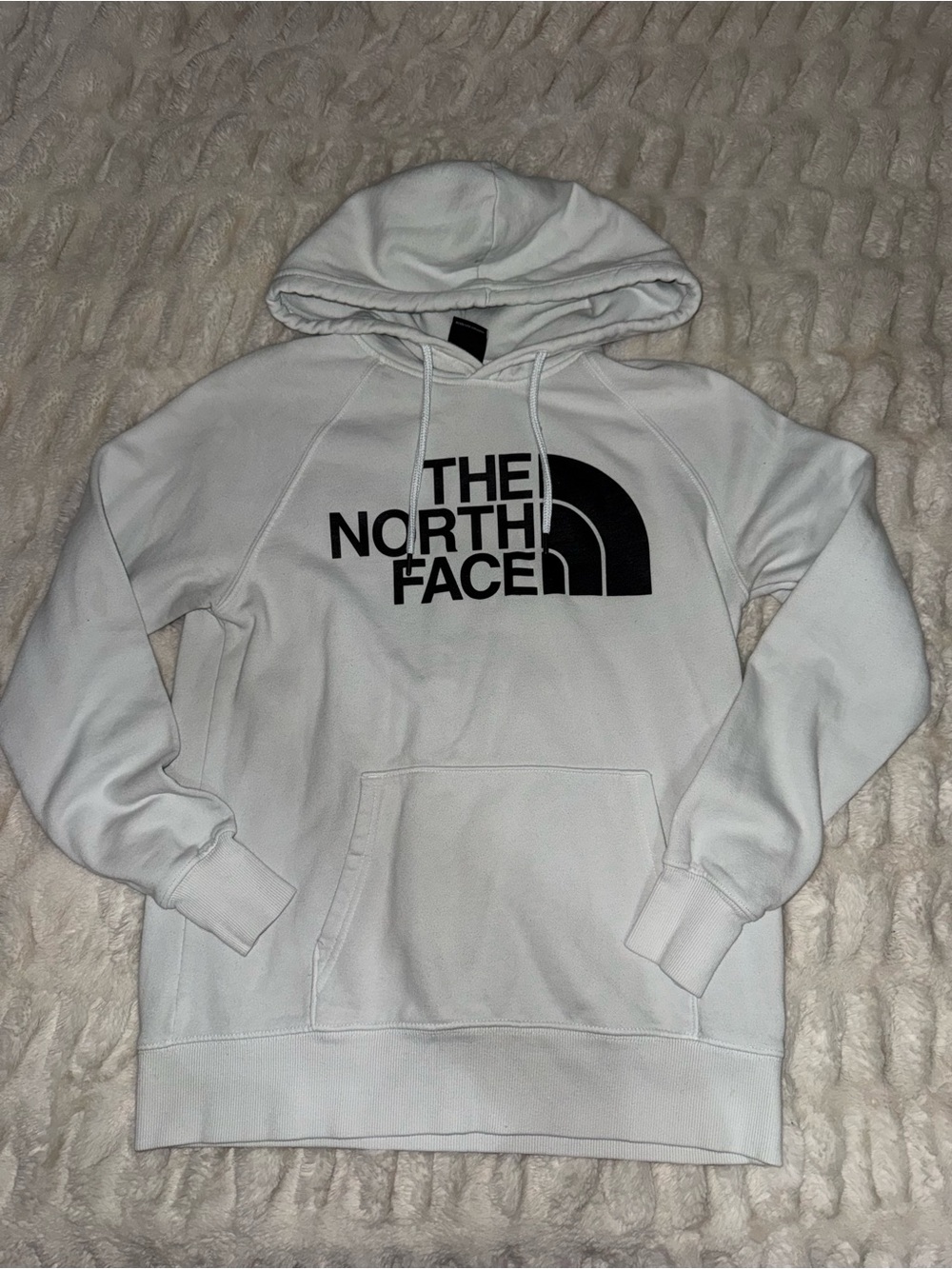 The North Face White Hoodie with Black Logo Graphic